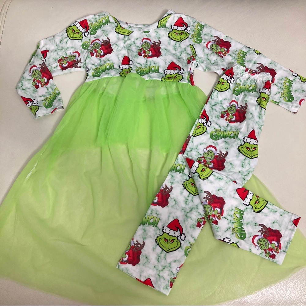 Christmas 🎄 Grinch tutu cute leggings set outfit - Picture 3 of 11